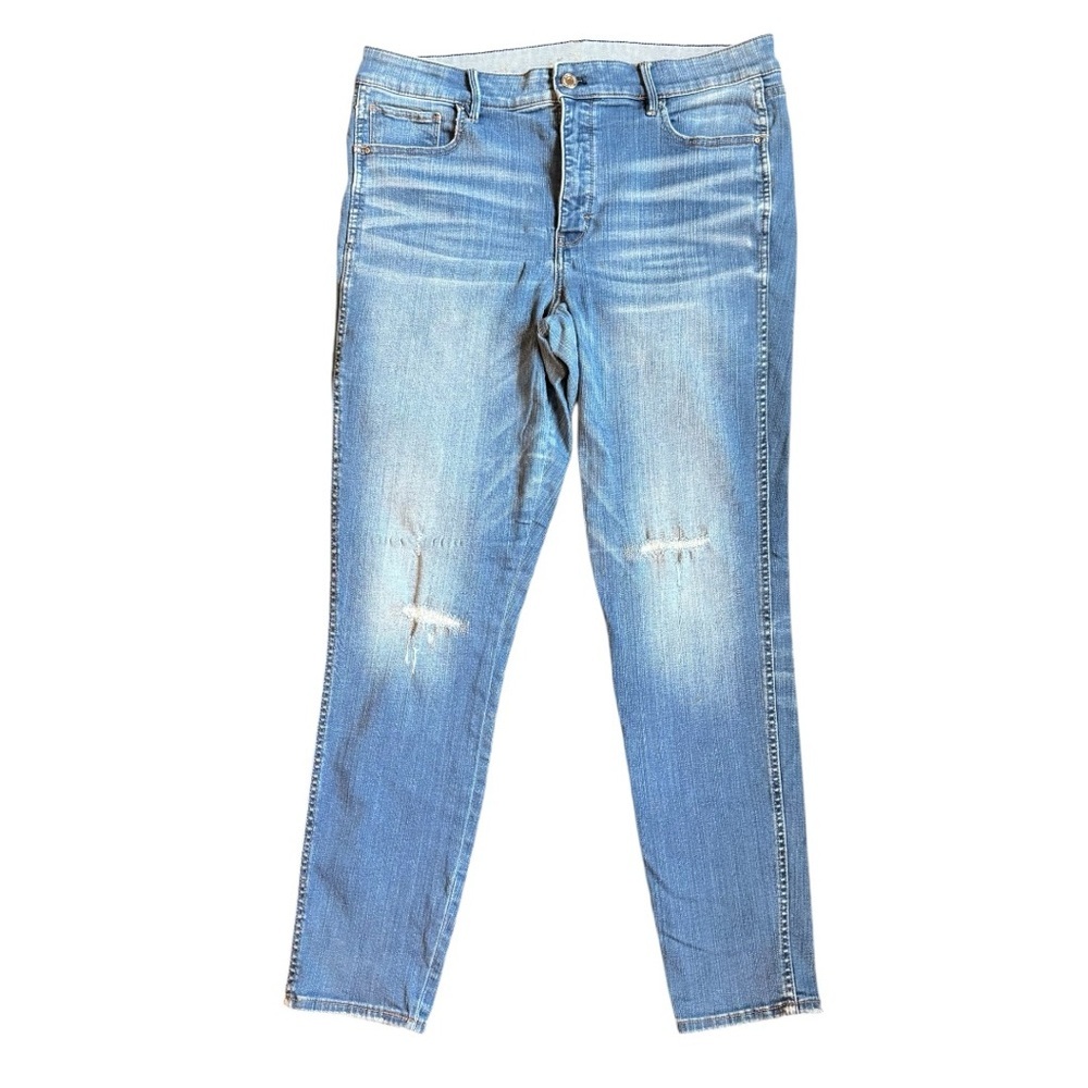 White House Black Market Women's Skinny Jeans Blue Distressed - Picture 1 of 13